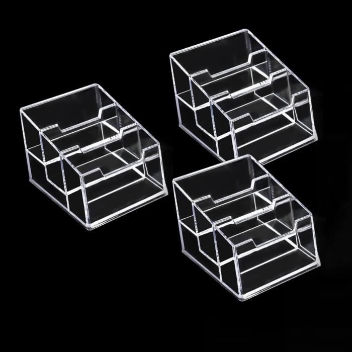 2 Présentoirs à Cartes De Visite En Acrylique - 4 Niveaux - 8 Compartiments - Pour Bureau Et Comptoir