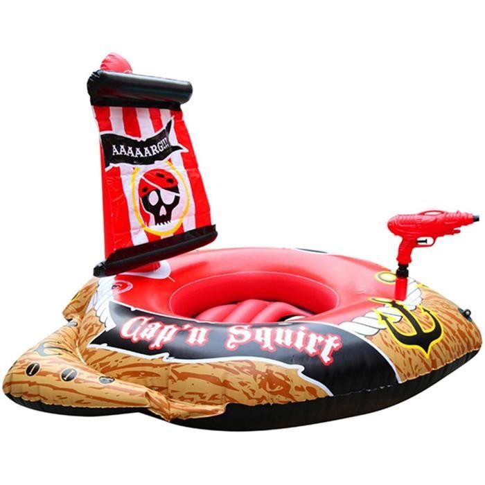 Balakaka Bateau Pirate Gonflable Avec Pistolet à Eau – Flotteur Piscine Enfant 2-10 Ans – 85 X 80 Cm – PVC, Siège Intégré, Amovible
