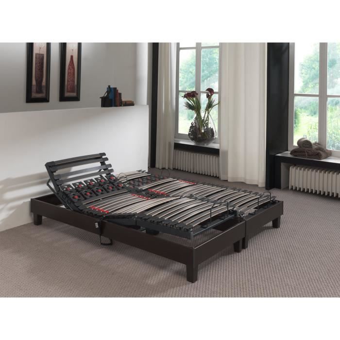lit electrique relaxation duo lattes plots koaflux 80x200 cm cdiscount maison