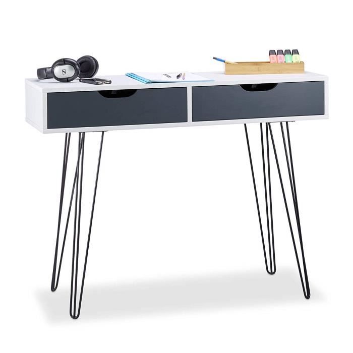 Relaxdays Table De Bureau Blanche Avec Tiroirs Design Moderne Bureau Pour Adolescent Hlp 76x100x40cm Blanc Achat Vente Bureau Relaxdays Table De Bureau Soldes Cdiscount