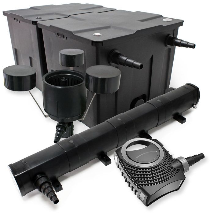 Wiltec Kit complet: CBF-350B Filtre de bassin jusquà 60000 L Biologique NEO10000 pompe de filtration 10000l/h 80W CUV-272 lampe u