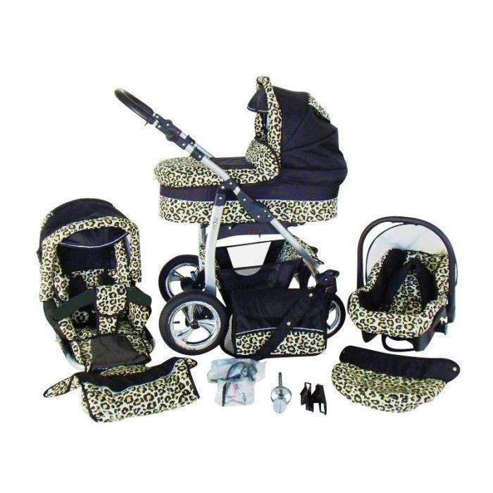 Poussette Combinee Dino Poussette Trio Nacelle Poussette Canne Siege auto Cosy Accessoires 25 noir leopard Cdiscount Puericulture Eveil bebe