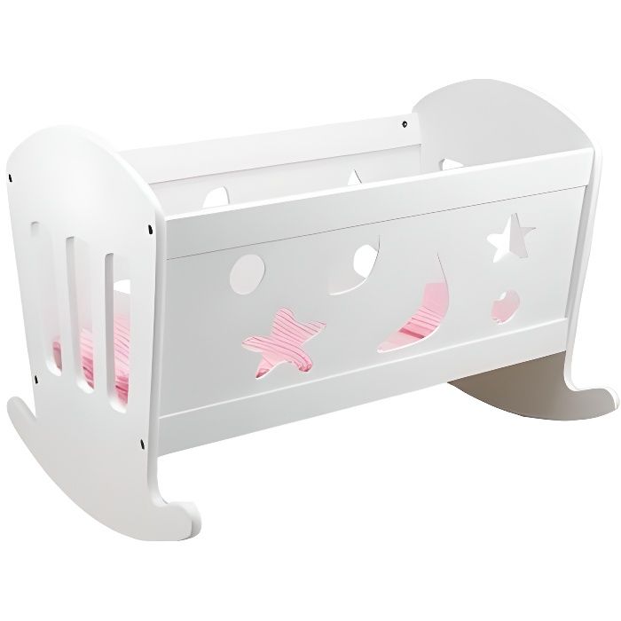 Lit A Bascule En Bois Blanc Poupee Accessoire Cdiscount Jeux Jouets
