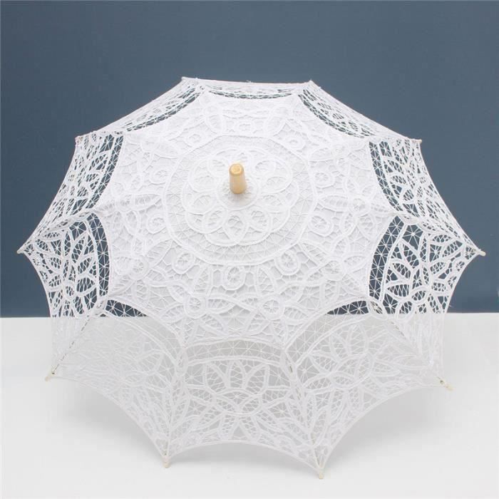 Ombrelle Dentelle Mariée Blanche - Parapluie Vintage Élégant Pour Mariage Et Photos