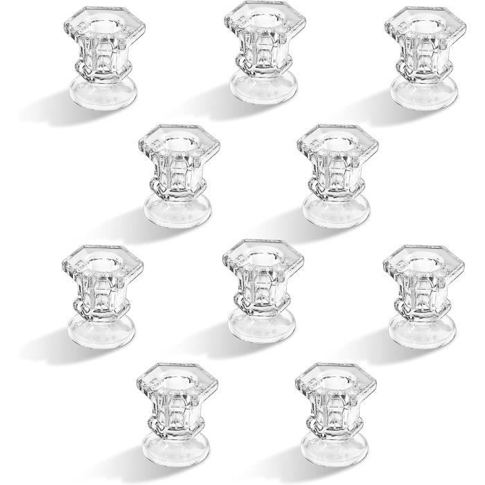 Bougeoir en Verres , bougeoir pour bougies à tige, lot de 20 petits bougeoirs à tige