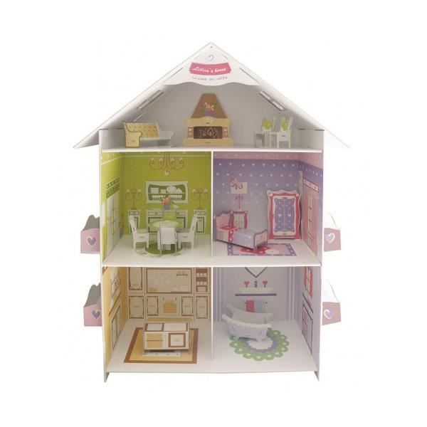 Maison De Poupee En Carton Lilia Achat Vente Maison Poupee Cdiscount