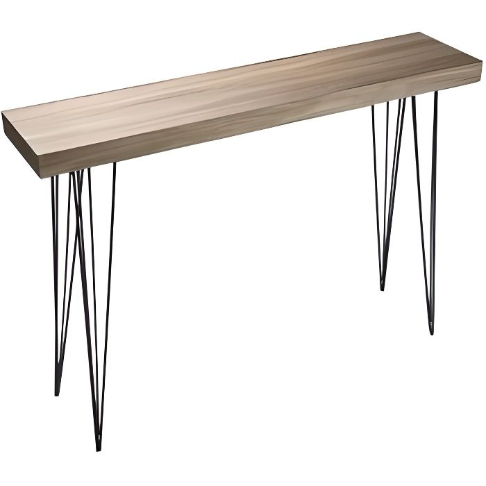 Table D Entree Console En Bois Et Metal Noir Dallas Achat