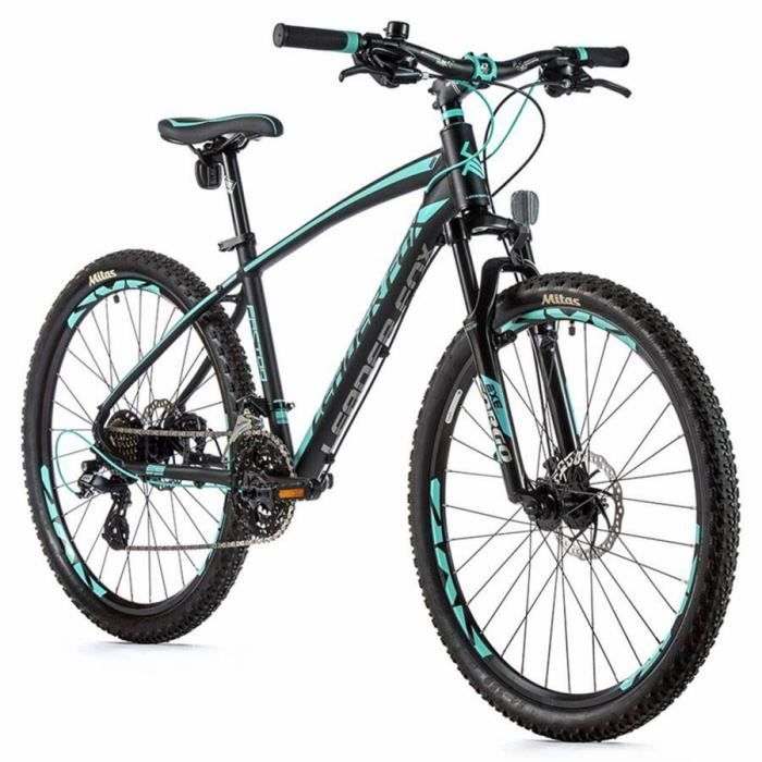 Velo musculaire vtt 26 leader fox factor 2022 noir mat-vert clair 8 v cadre alu 18 pouces (taille adulte 170 à 178 cm)