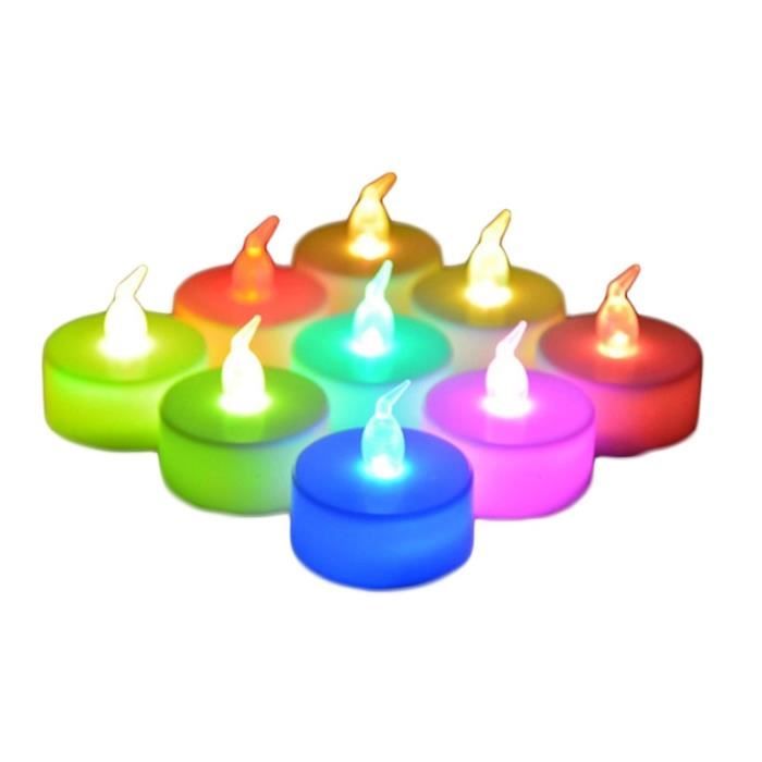 Bougie,6 pièces couleur changeante LED thé lumières bougies chauffe-plat  sans flamme avec lumière colorée à piles fausses bougies - Cdiscount Maison