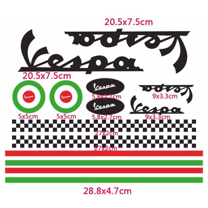 Vert Noir - Autocollant réfléchissant en vinyle pour casque de moto Kit de Logo corporel pour Vespa Lx150 Gt