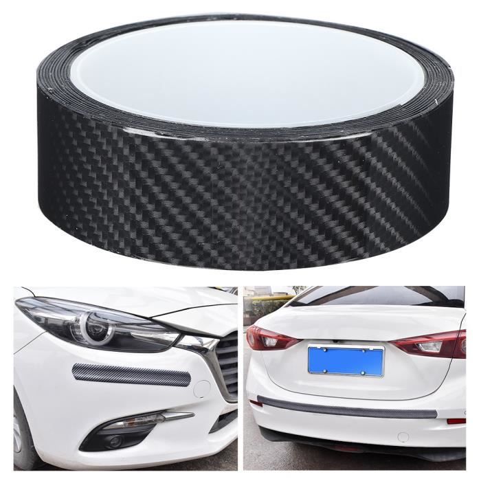 ZJCHAO garde en fibre de carbone Autocollant anti-rayures de protection de bord de porte de voiture en fibre de carbone noire (3 cm