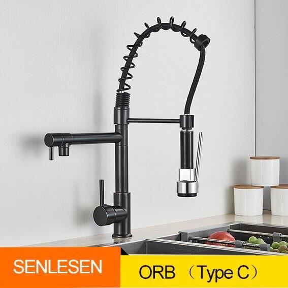 Robinets de cuisine,Senlesen pulvérisateur robinet de cuisine deux becs