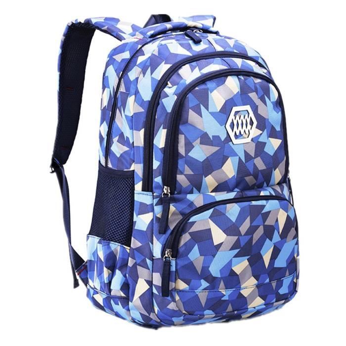 Bom Bom Sac à Dos En nylon imperméable Cartable Scolaire pour les Filles et les Garçons Multicolore 