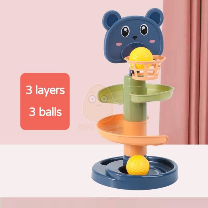 Kirdume Traqueurs de balles,Tour de Chute et de roulement à 8 Niveaux et 4 balles | Jeu de Balle de Tour, Jouets en Bois pour Tout-Petits, Cadeau