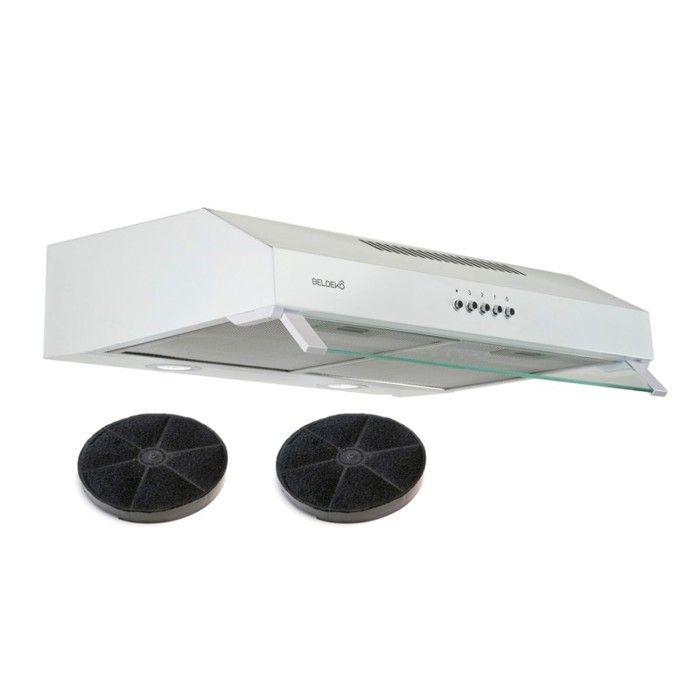 BELDEKO Hotte Casquette 60 cm Blanc - Double moteur 200 Watts - 435 m3/h