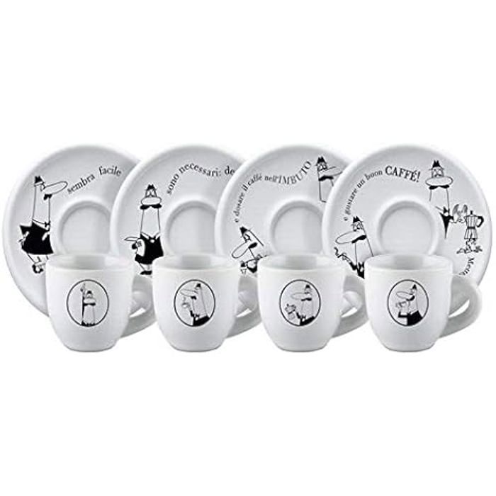 Tasses Moka Bialetti Carosello jeu de 4 avec soucoupe Tasse Moka tasse à espresso