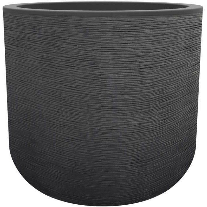 Pot de fleurs Rond 39 cm - EDA - Graphit Up - 32 L - Intérieur/ Extérieur - Décor Graphique - Ø 38.5 x H. 36.8 cm - Gris anthracite