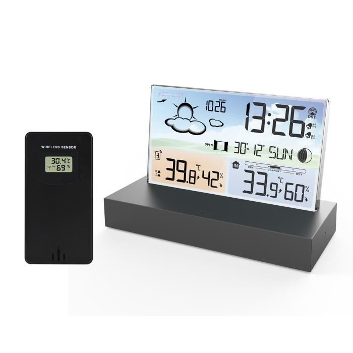 Station météo avec écran couleur LCD et capteur de température intérieure-extérieure