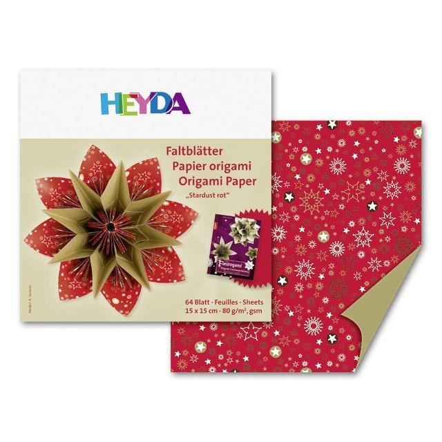 HEYDA Papier Origami Rouge 64 feuilles 15*15 cm