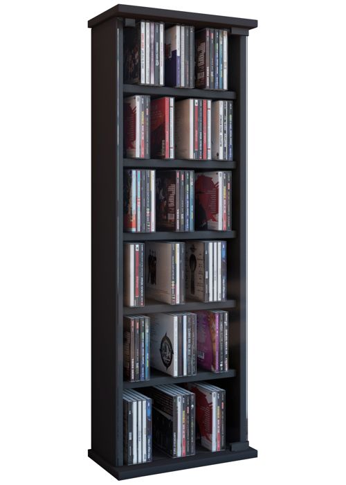 Vetro Commode Tour Rangement Bibliotheque Cd Dvd 150 Cd Noir