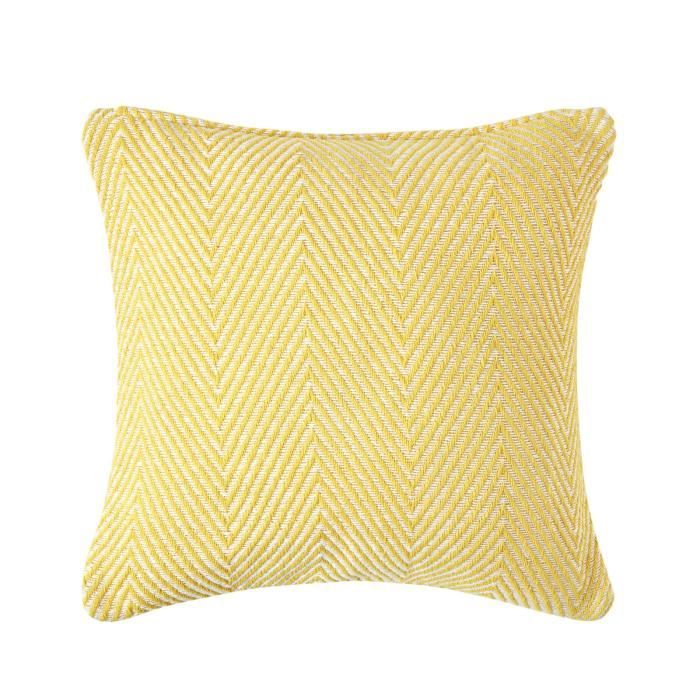 Housse de coussin Halden jaune à motif chevrons en coton 45 x 45 cm