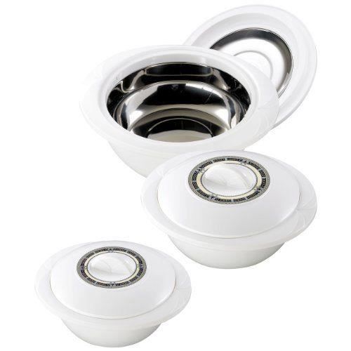 Milton Lot De 3 Cocottes Isothermes 2,1L + 1,5L + 1L – Bols Thermiques Inox Pour Soupe, Salade, Plats Chauds Ou Froids – Idéal Cadeau Maman