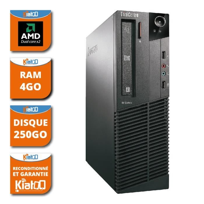 Lenovo - M75 - Ordinateur de bureau -AMD Dual Core - RAM 4Go - 250Go - Reconditionné - Lenovo