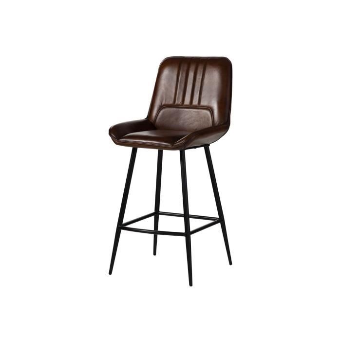 chaise de bar 52x57 cuir iron label n° 516