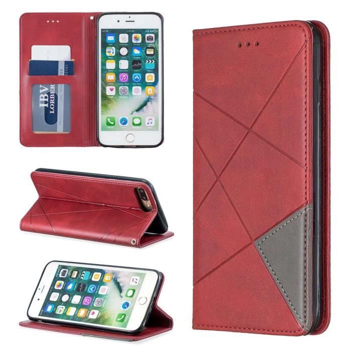 coque cuir rouge iphone 7 plus