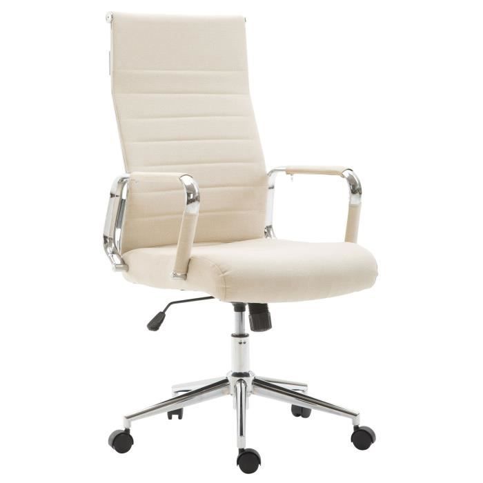 CLP Chaise de bureau confortable Kolumbus en tissu avec hauteur réglable et Pivotant Crème