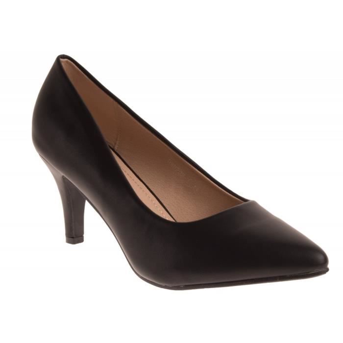 Escarpins Femme Bouts Pointus Petit Talon Fin 6cm En Simili Cuir Grandes Pointures 41 Noir Cdiscount