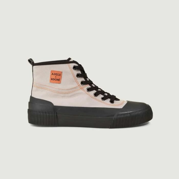 Basket montante toile koche sneaker Femme AIGLE Blanc ecru Cdiscount Chaussures