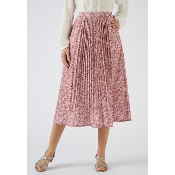 Jupe Damart Jupe tissu crepe a fronces Rose Fleuri Rose fleuri Cdiscount Pret a Porter