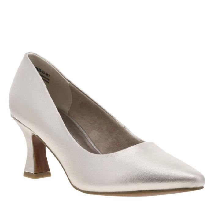 Escarpins Femme MARCO TOZZI Gris Cuir Talon Bobine