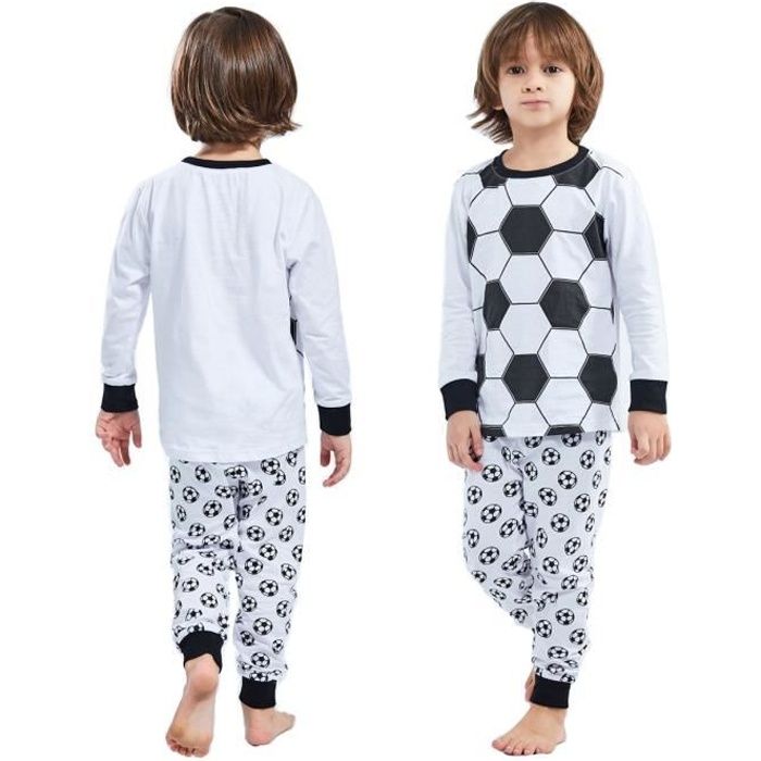 MINTGREEN Pyjama Gar on Enfant Football Manche longue Sport Blanc
