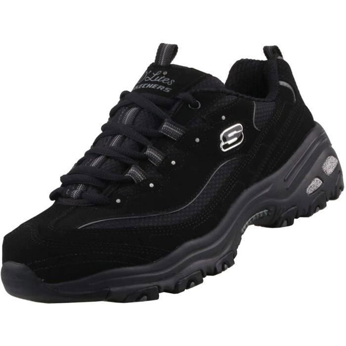 Baskets Skechers D'Lites Biggest Fan pour femmes - Noir - Plateforme - Talon de 4 cm