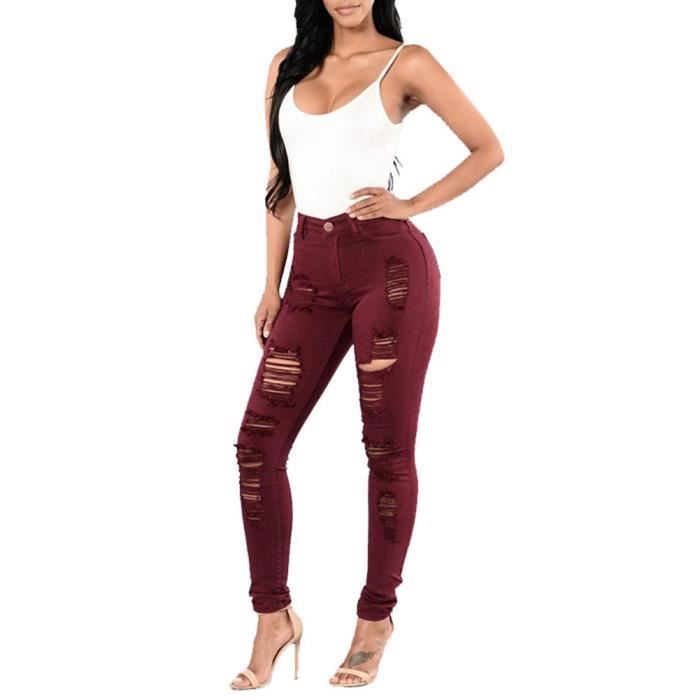 Pantalon skinny rouge femme clearance
