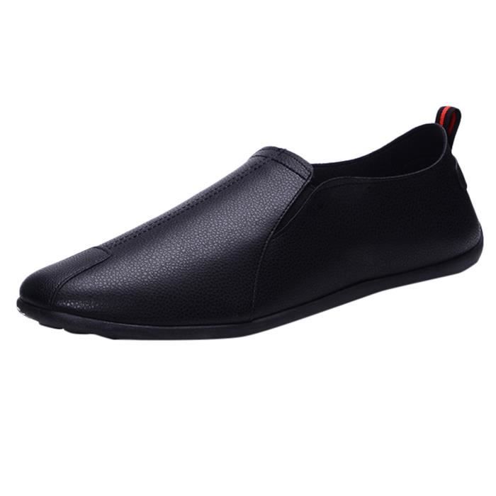 Mocassins en cuir tressé pour hommes, chaussures de bureau, respirantes