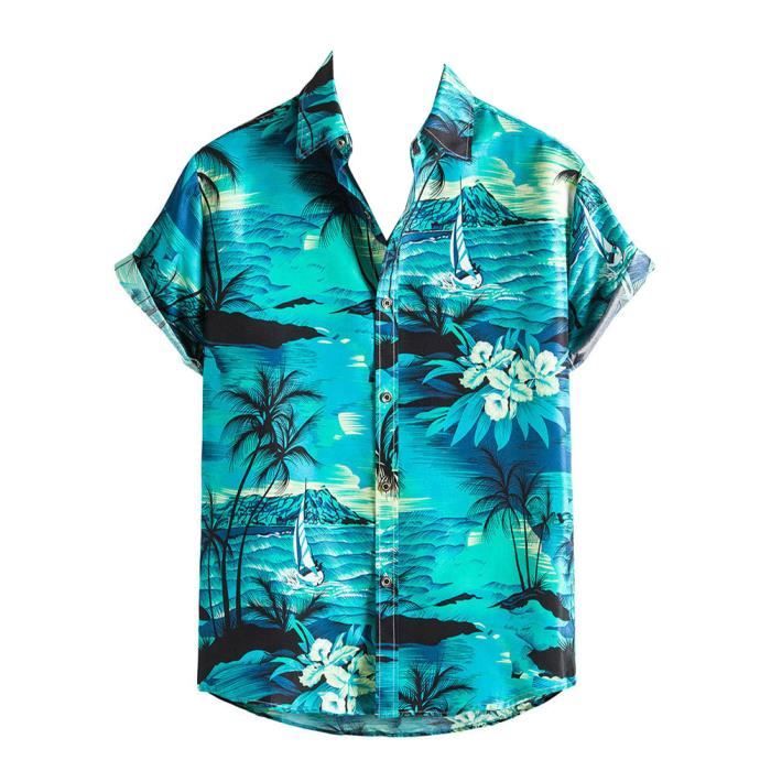 Homme Printemps Ete Chemise de Plage Chemise a imprime Tropical Palmier fleuri Bouton Tunique Chemise de Tous Les Jours DC67 Dc67 Cdiscount Pret a Porter