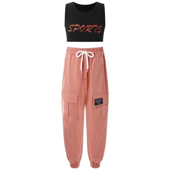 IEFIEL Enfant Fille Ensemble de Vetements de Sport Tenue Danse Hip