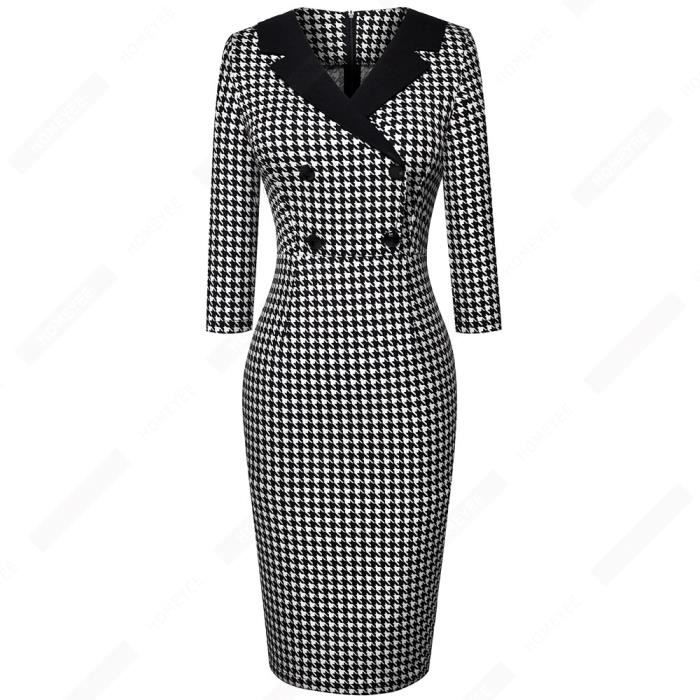 Robe pied de poule femme 2025