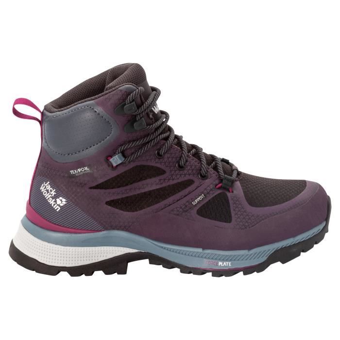 chaussures de marche de randonnée femme jack wolfskin force striker texaporeid - purple / grey - 39,5