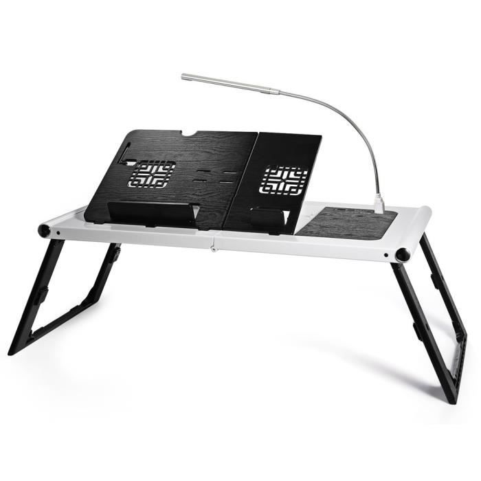 Tuyaux en Acier Table Lit pour Ordinateur Portable avec Planche en