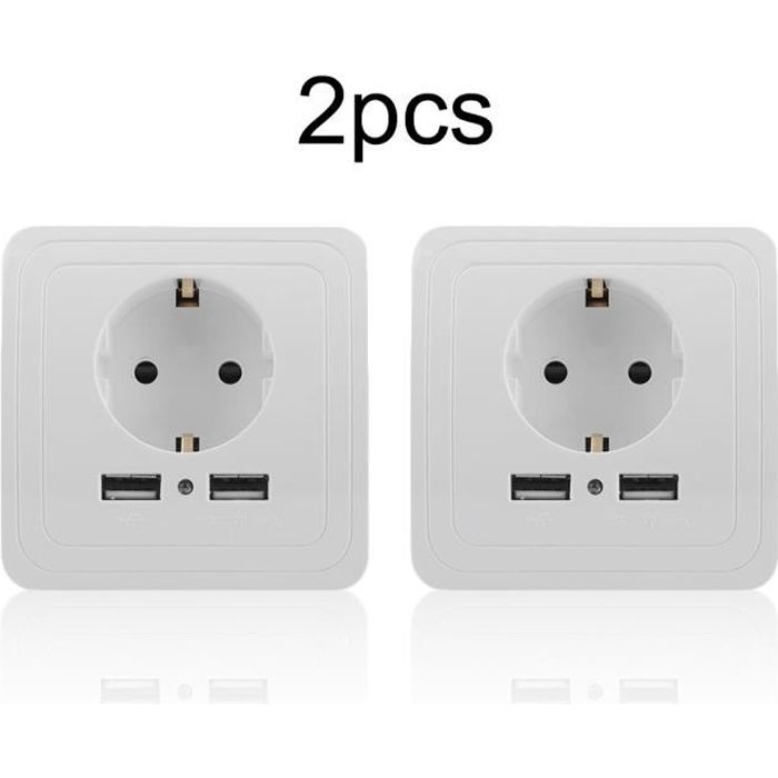 Lot de 2 prises de courant prise murale &2 USB port