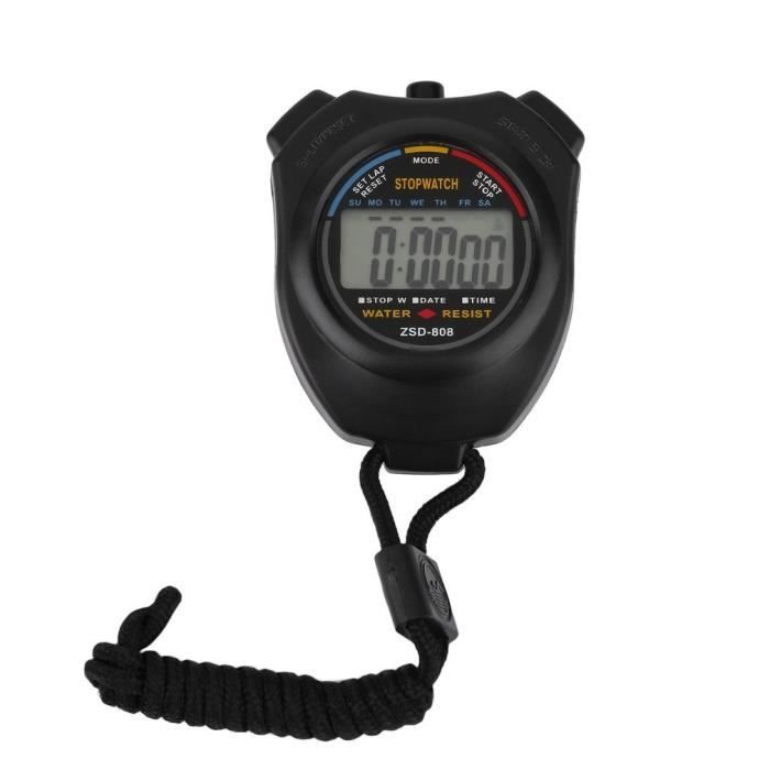 Chronomètre Sport Numérique - Affichage Heure/Date/Alarme, Minuterie 1/100s, Pour Entraîneurs/Arbitres