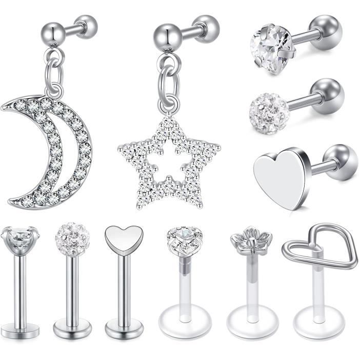 Boucles D'oreille Cartilage 16G - Studs En Acier Inoxydable Or Rose Pour Tragus/helix