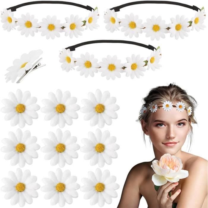 Bandeau Floral Marguerites – Fait Main, Polyester, Style Daisy, Fabrication Royaume-Uni, Neuf Sans étiquette