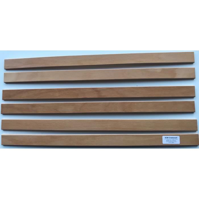 lot de 6 Lattes 66 cm (660mm) largeur 38 mm épaisseur 8 mm 7 plis