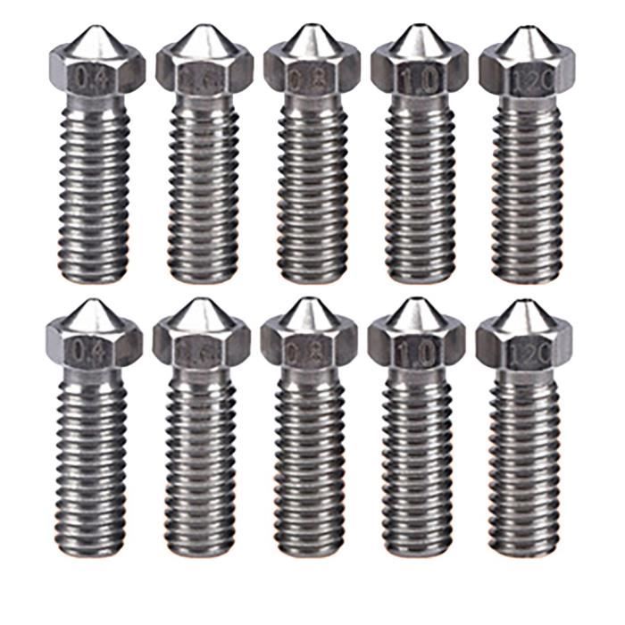 Jeu De 15 Buses Volcano Pour Imprimante 3D – Diamètre 0.4 Mm, Filetage M6, Compatible E3D V5/V6