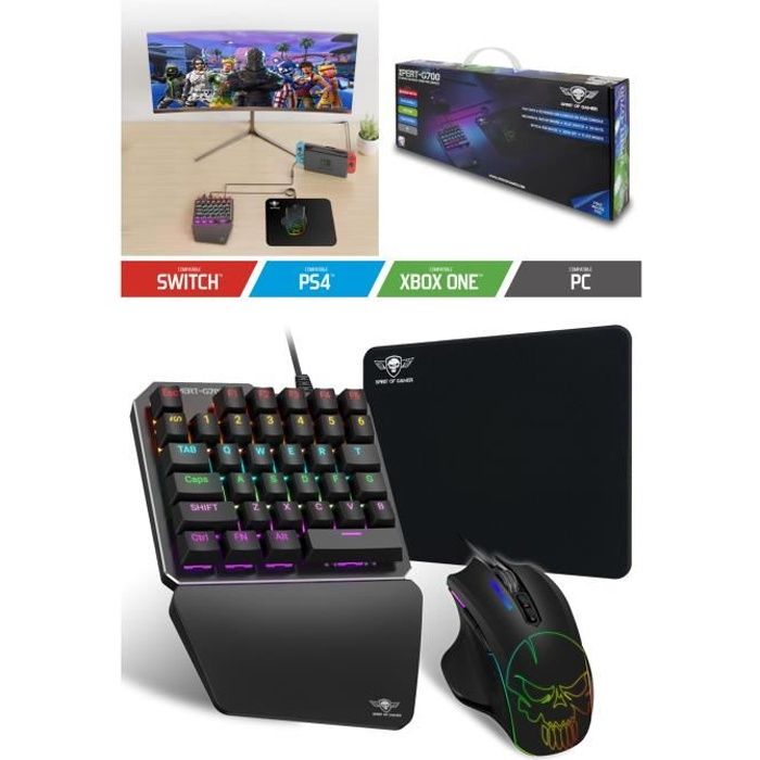 Spirit Of Gamer Pack GAMER - PRO-G700 - Clavier Mécanique - Souris RGB 3200 DPI - Tapis Inclus Noir - vue 1